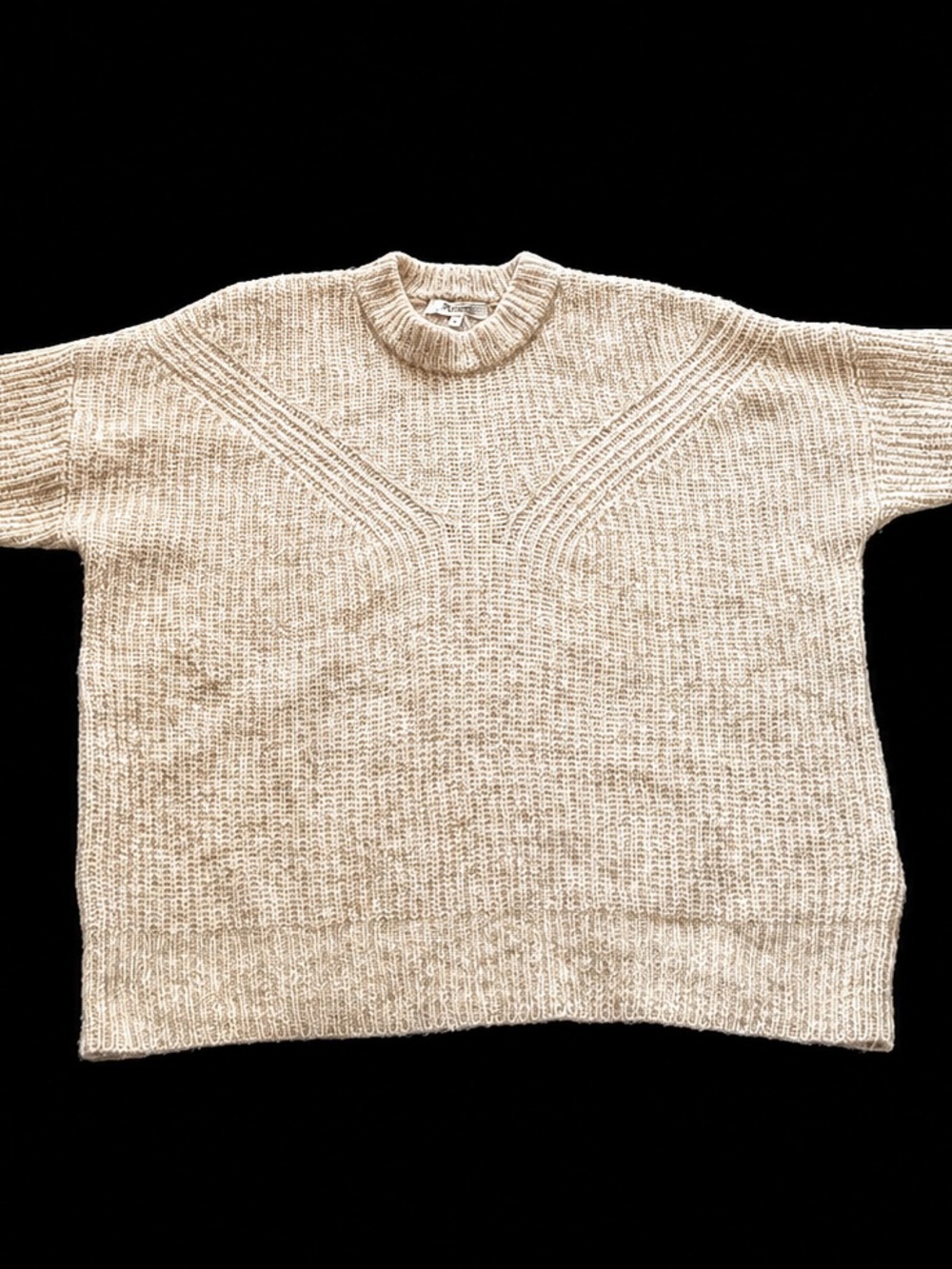 Madewell Cream Marled Chunky Knit Crewneck Sweater Small